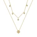 Cubic Zirconia 925 Sterling Silver Double Chain Four Leaf Clover Freshwater Pearl Necklace 1