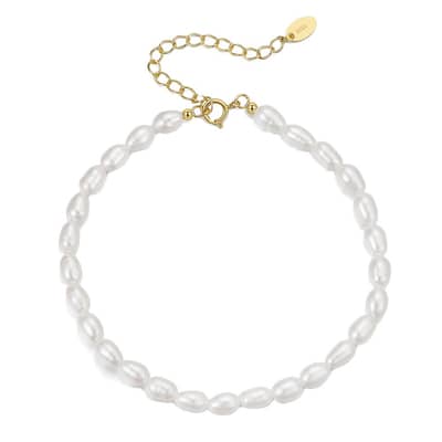 Delicate 14K Gold Plated Freshwater Pearl Beaded Bracelet detail 1