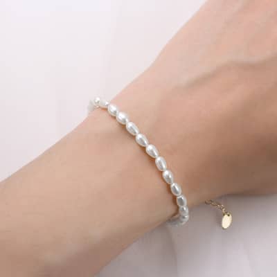 Delicate 14K Gold Plated Freshwater Pearl Beaded Bracelet detail 5