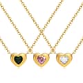 Zircon Necklace Waterproof Titanium Steel Heart Shaped Charm 1