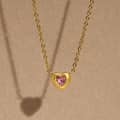 Zircon Necklace Waterproof Titanium Steel Heart Shaped Charm 2