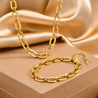 Chain Bracelet Waterproof Stainless Steel 18K Gold PVD Coated detail 1