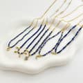 Beaded Necklace Natural Stone Zircon Moon Pendant Waterproof Stainless Steel Bead Chain 1