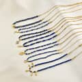 Beaded Necklace Natural Stone Zircon Moon Pendant Waterproof Stainless Steel Bead Chain 2