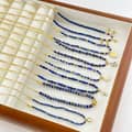 Beaded Necklace Natural Stone Zircon Moon Pendant Waterproof Stainless Steel Bead Chain 3