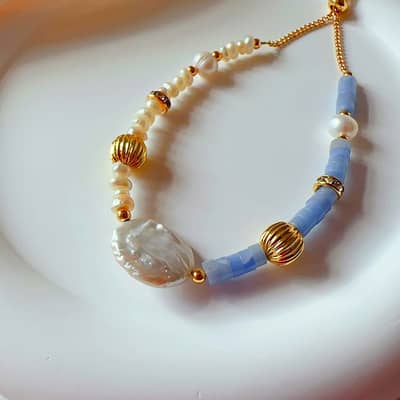 Vintage Natural Freshwater Baroque Pearl Natural Stone Bracelet detail 5