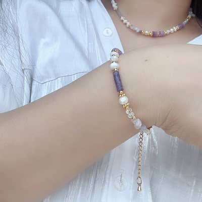 Natural Freshwater Pearl Amethyst Stone Bracelet detail 3