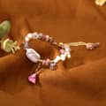 Vintage Natural Freshwater Baroque Pearl Red Crystal Bracelet 2