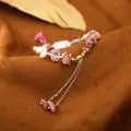 Vintage Natural Freshwater Baroque Pearl Red Crystal Bracelet 5