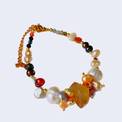 Natural Freshwater Colorful Pearl Irregular Stone Bracelet detail 1