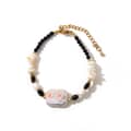 Vintage Natural Freshwater Baroque Pearl Black Bead Shell Bracelet 1