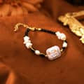 Vintage Natural Freshwater Baroque Pearl Black Bead Shell Bracelet 3
