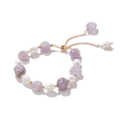 Natural Freshwater Pearl Purple Stone Bracelet detail 1