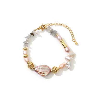 Vintage Natural Baroque Freshwater Pearl Purple Stone Bracelet detail 1
