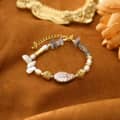 Vintage Natural Baroque Freshwater Pearl Purple Stone Bracelet 2