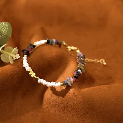 Natural Freshwater Pearl Irregular Stone Bracelet detail 4