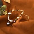 Vintage Natural Baroque Freshwater Pearl Purple Pearl Charm Bracelet 3