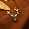 Vintage Natural Baroque Freshwater Pearl Purple Pearl Charm Bracelet 5