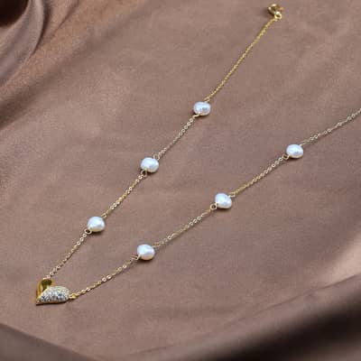 Elegant Freshwater Pearl Choker Necklace Classic Heart Locket Charm Pendant detail 4