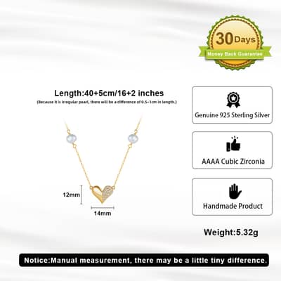 Elegant Freshwater Pearl Choker Necklace Classic Heart Locket Charm Pendant detail 5
