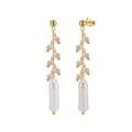14K Gold Plated 925 Sterling Silver Freshwater Pearl Tassel Earrings Pink Opal Natural Stone Earrings 1