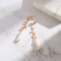 14K Gold Plated 925 Sterling Silver Freshwater Pearl Tassel Earrings Pink Opal Natural Stone Earrings 3