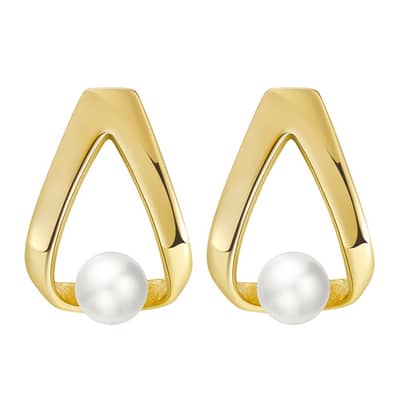 Natural Pearl Stud Earrings S925 Sterling Silver 4.5-5mm Large Pearl Stud Earrings detail 1