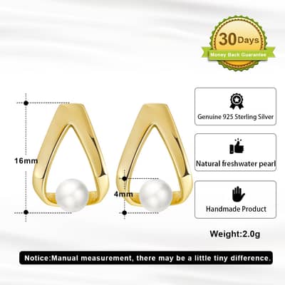 Natural Pearl Stud Earrings S925 Sterling Silver 4.5-5mm Large Pearl Stud Earrings detail 6