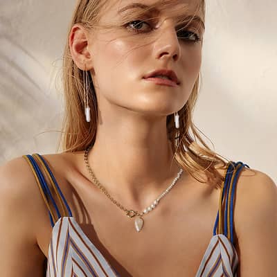 925 Sterling Silver Dangle Long Chain Tassel Threader Fringe Baroque Freshwater Pearl Drop Earrings detail 4