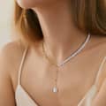 European American Tassel Asymmetric Pearl Necklace 14K Gold Plated Chain 2