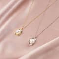 Fashion 925 Sterling Silver Shell Pearl Collarbone Necklace 14K Gold Plated Niche Design 1