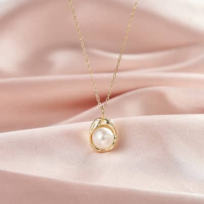 Fashion 925 Sterling Silver Shell Pearl Collarbone Necklace 14K Gold Plated Niche Design detail 2