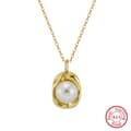 Fashion 925 Sterling Silver Shell Pearl Collarbone Necklace 14K Gold Plated Niche Design 5