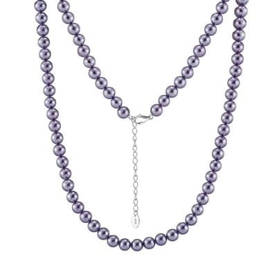 Mixed Color Shell Pearl 6mm Beaded Imitation Shell Beads 925 Sterling Silver Necklace detail 1