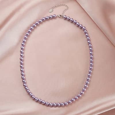Mixed Color Shell Pearl 6mm Beaded Imitation Shell Beads 925 Sterling Silver Necklace detail 6