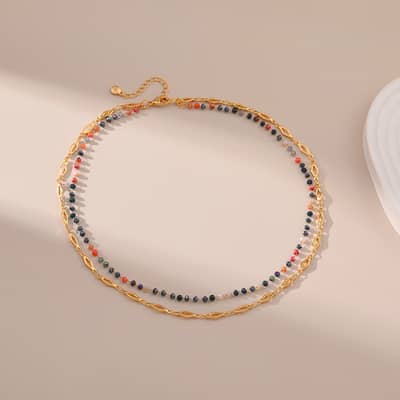 18K Gold Plated Crystal Brass Beaded Necklace Colorful Pearl Party Religious Occasions detail 6