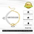 Gold Plated Freshwater Baroque Pearl Bracelet 925 Sterling Silver Adjustable Figaro Chain 3
