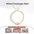 Gold Plated Freshwater Baroque Pearl Bracelet 925 Sterling Silver Adjustable Figaro Chain 4