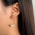 Hoop Earrings with Mabe Pearl Baroque Shape White 925 Sterling Silver 14K Gold Plated 2