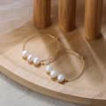 Hoop Earrings with Mabe Pearl Baroque Shape White 925 Sterling Silver 14K Gold Plated 3