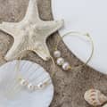 Hoop Earrings with Mabe Pearl Baroque Shape White 925 Sterling Silver 14K Gold Plated 4