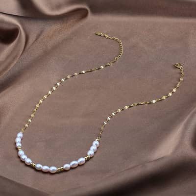 Freshwater Pearl Beaded Necklace 925 Sterling Silver Pearl Choker detail 3