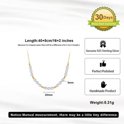 Freshwater Pearl Beaded Necklace 925 Sterling Silver Pearl Choker detail 4