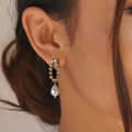 925 Sterling Silver Pearl Drop Zircon Silver Hoop Huggie Earrings 3