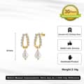 925 Sterling Silver Pearl Drop Zircon Silver Hoop Huggie Earrings 4