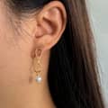 925 Sterling Silver Gold Plated Freshwater Pearl Infinite Dangle Stud Earrings 2