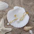 925 Sterling Silver Gold Plated Freshwater Pearl Infinite Dangle Stud Earrings 3