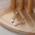 925 Sterling Silver Gold Plated Freshwater Pearl Infinite Dangle Stud Earrings 4