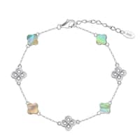 Rhodium Plated-Abalone Shell