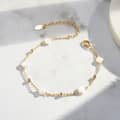Adjustable 925 Sterling Silver Shell Pearl Four Leaf Bracelet Rhodium Plated Four Clover Bracelet 4